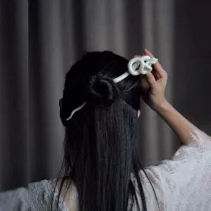 Fashion Hair Clips,Retro Chinese Style All-Match Alloy Hairstyle Tool One-Word Hairpin Antique Headwear Female Hair Accessories Snake Hair Stick Clips(White), One Size, agate