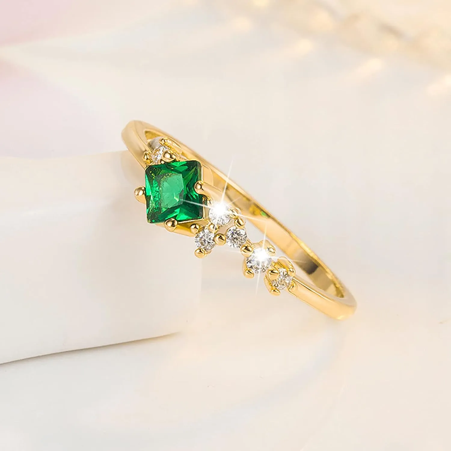 Fashion Inlaid Zircon Ring for Women Minimalist Simulated Diamond Ring Wedding Band Stackable Rings
