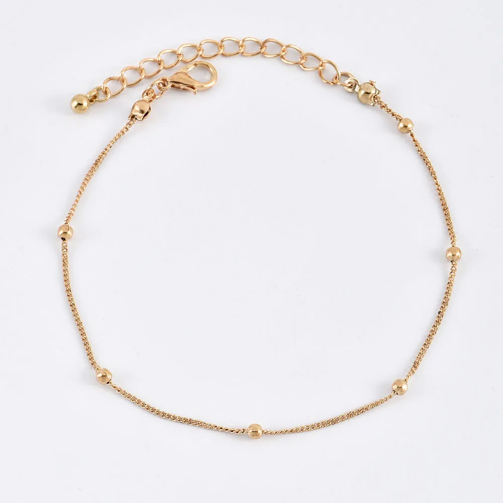 Fashion Jewelry Popular Beach Handmade Multi-layer Round Crystal Anklets For Women