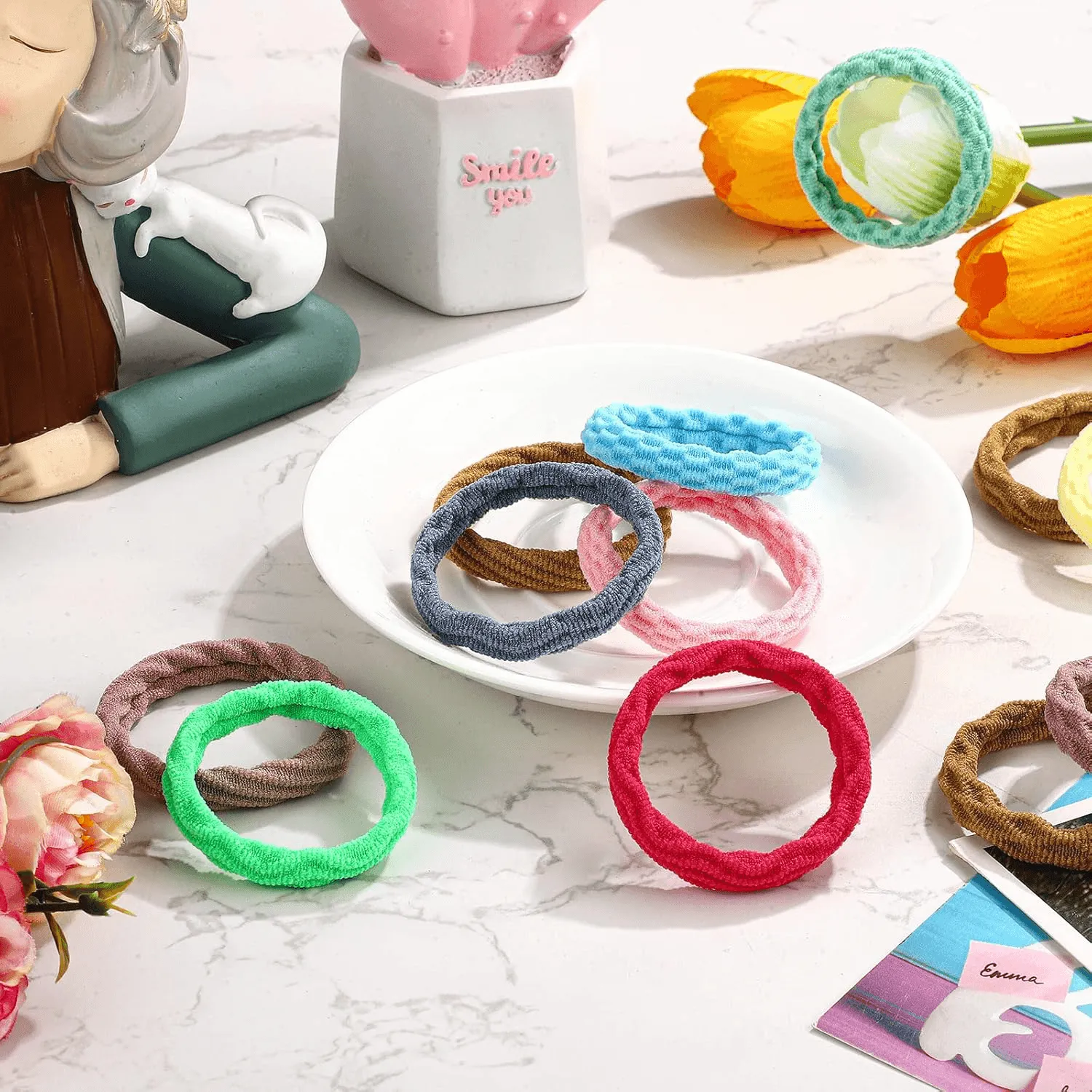 Fashion Korean Elastic Hair Bands - 8 Pcs