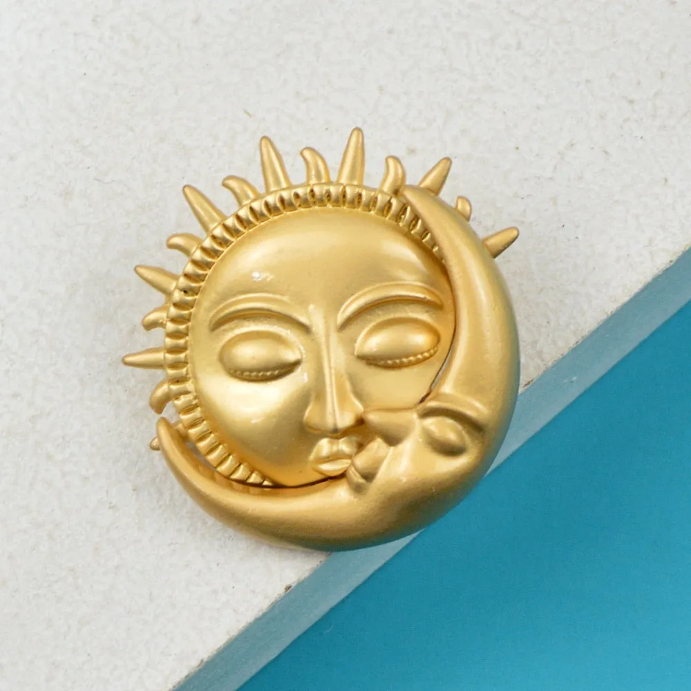 Fashion Matte Gold Silver Brooches For Men And Women