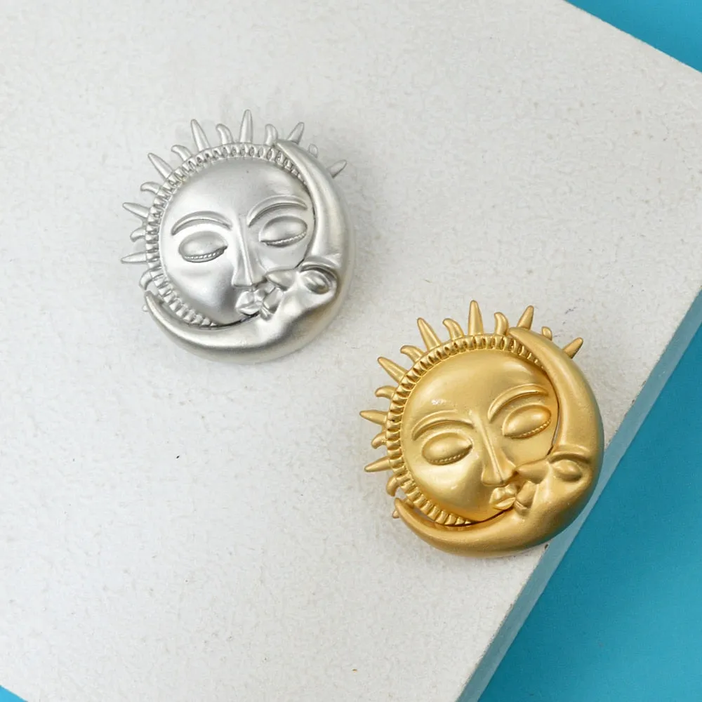 Fashion Matte Gold Silver Brooches For Men And Women
