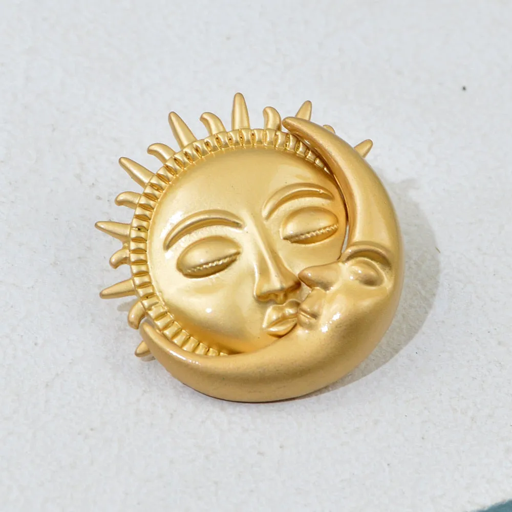 Fashion Matte Gold Silver Brooches For Men And Women