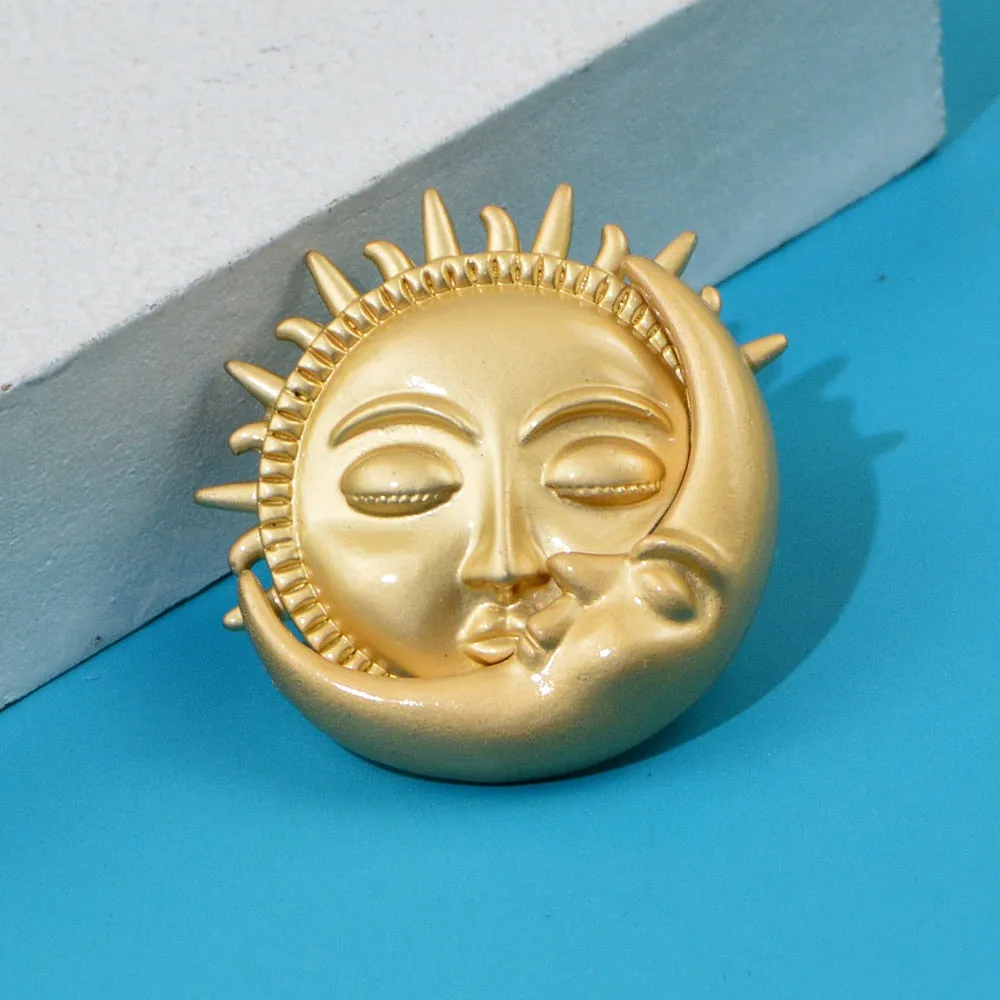 Fashion Matte Gold Silver Brooches For Men And Women
