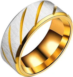 Fashion Minimalist Design Titanium Steel Ring for Women and Men Wedding Band (Gold, 10)