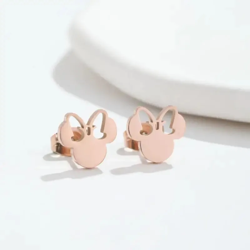 Fashion Mouse Charms Stud Earrings Cute Cartoon Bow Jewelry