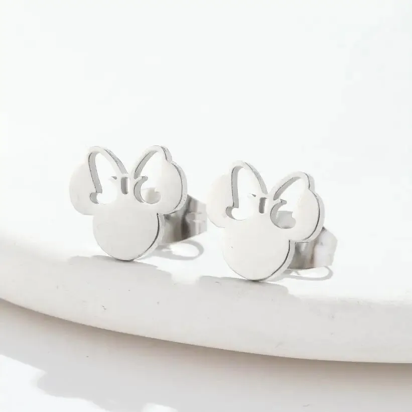 Fashion Mouse Charms Stud Earrings Cute Cartoon Bow Jewelry