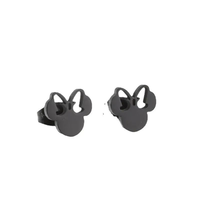Fashion Mouse Charms Stud Earrings Cute Cartoon Bow Jewelry