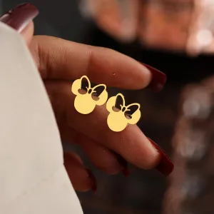 Fashion Mouse Charms Stud Earrings Cute Cartoon Bow Jewelry