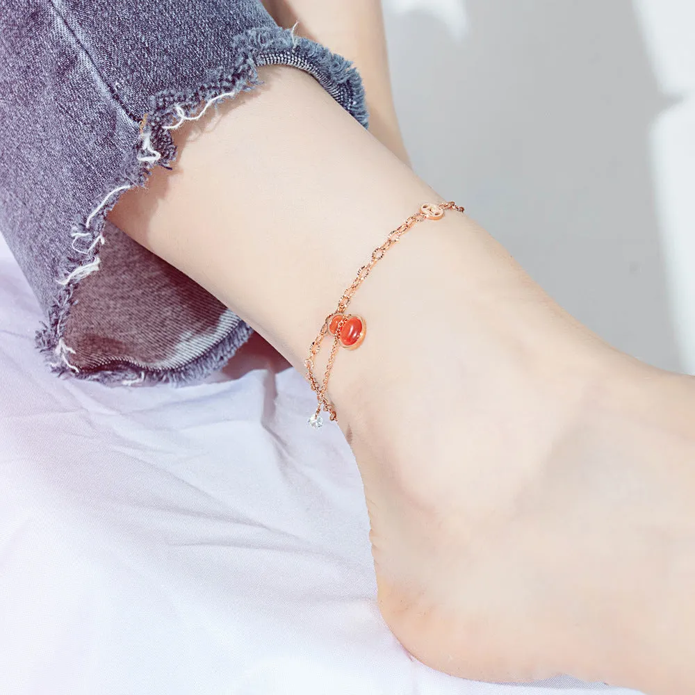 Fashion Niche Design Gourd Titanium Steel Anklet