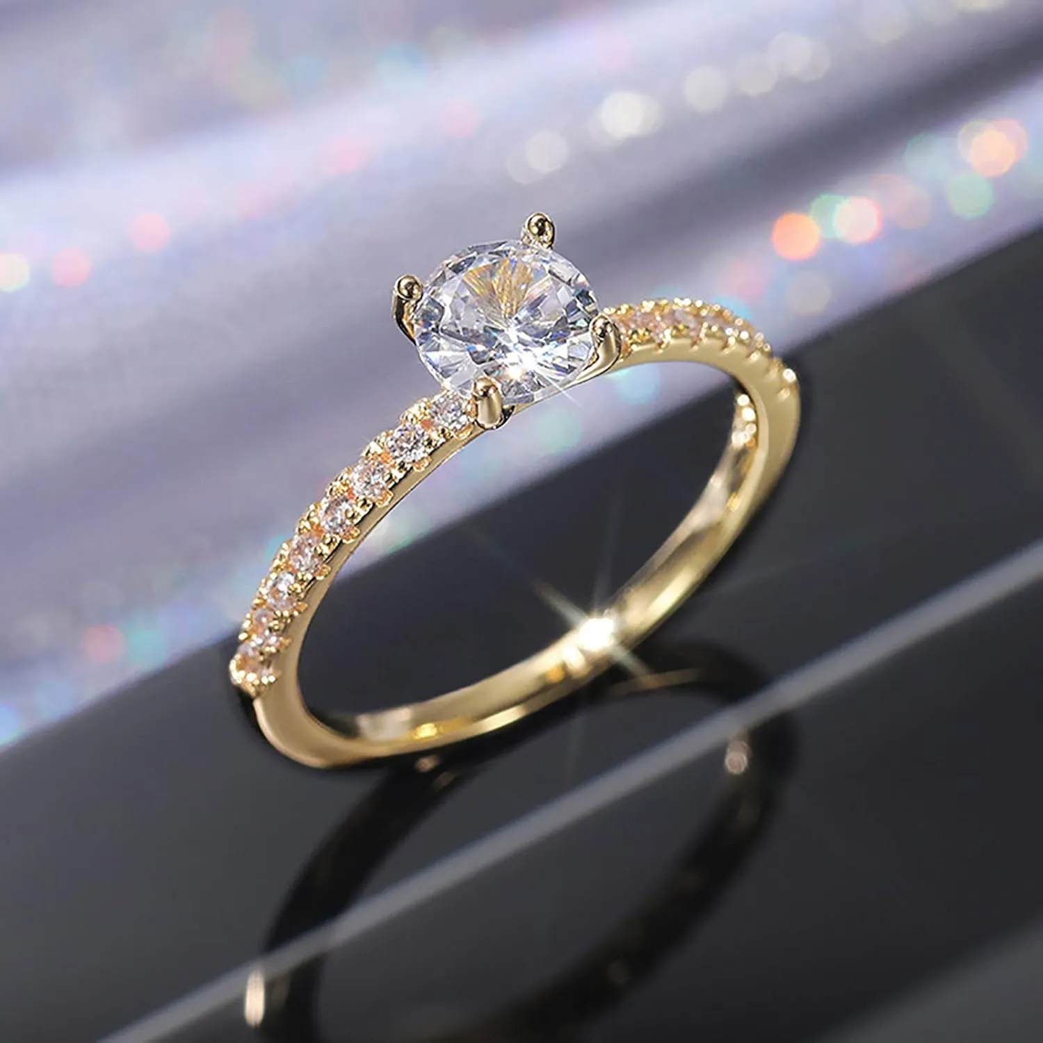Fashion Square Cut Zircon Ring Minimalist Simulated Diamond Ring Wedding Band Stackable Rings for Women