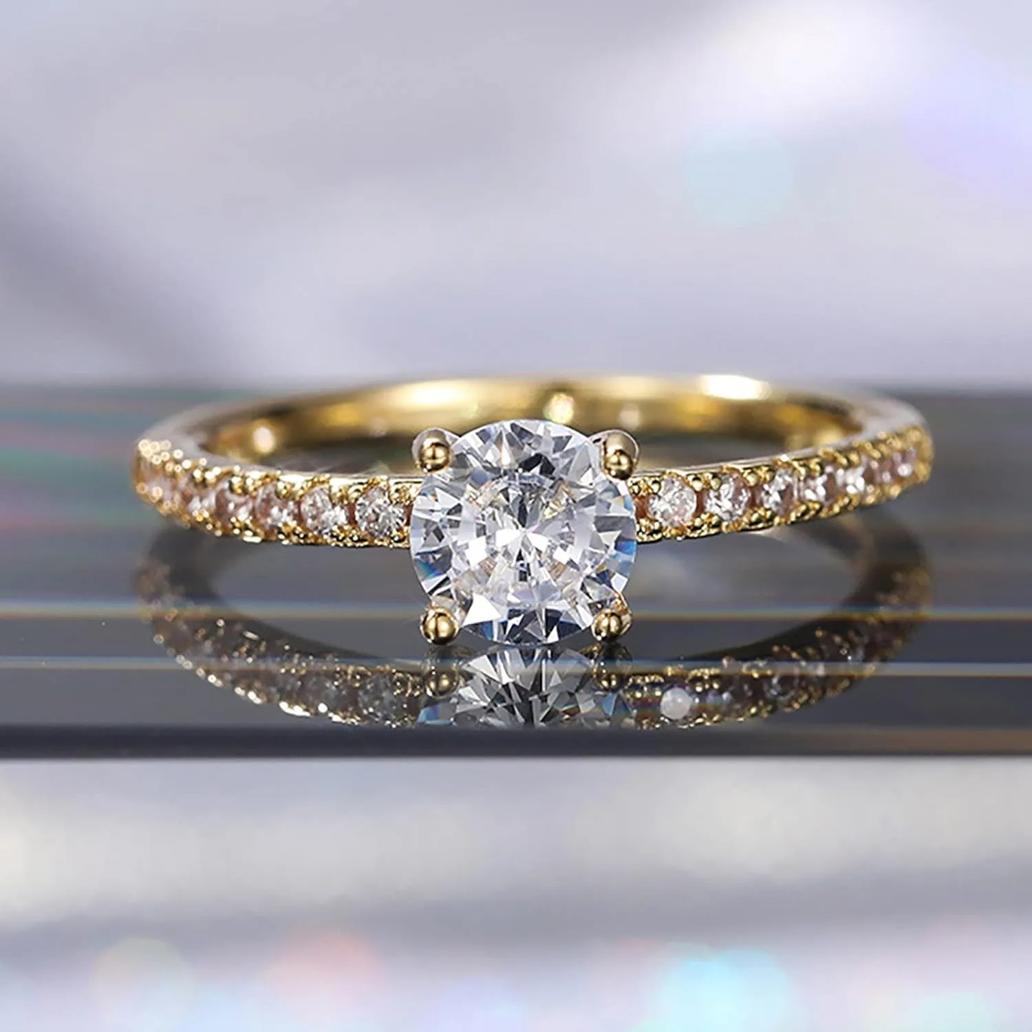 Fashion Square Cut Zircon Ring Minimalist Simulated Diamond Ring Wedding Band Stackable Rings for Women