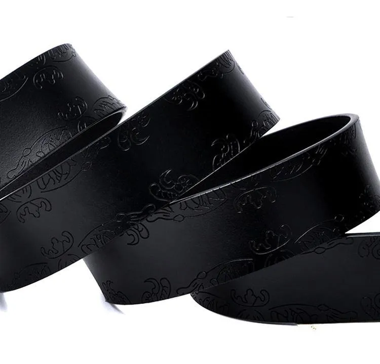 Fashion Wide Genuine Leather Women Belt Vintage Floral Lady Belts Strap For Jeans 35MM