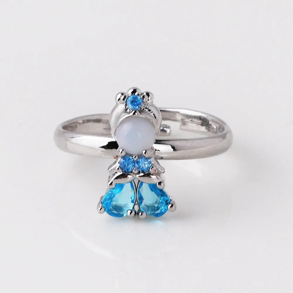 Fashion Women Cartoon Geometric Zircon Zircon Inlay Rings