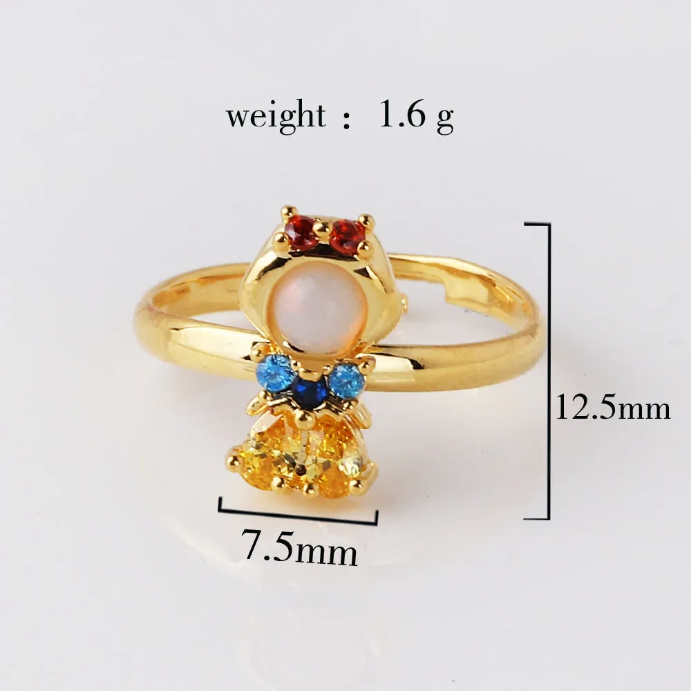 Fashion Women Cartoon Geometric Zircon Zircon Inlay Rings