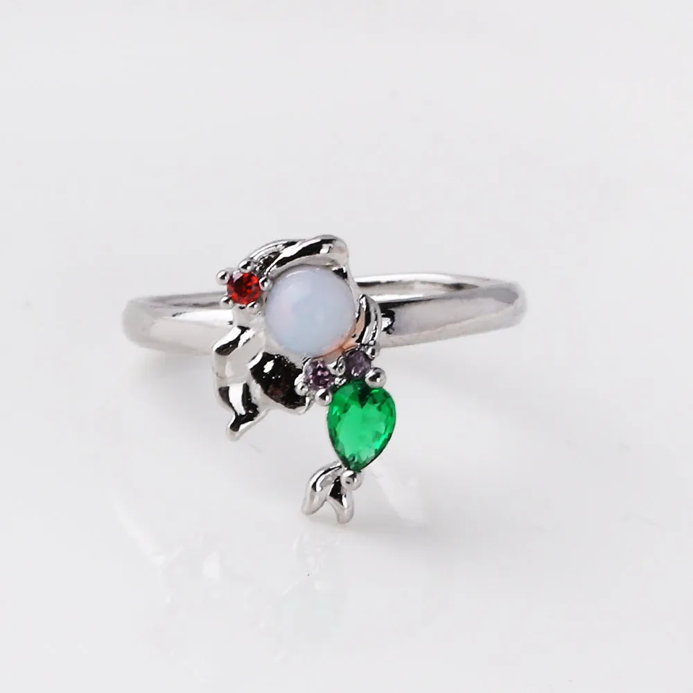 Fashion Women Cartoon Geometric Zircon Zircon Inlay Rings