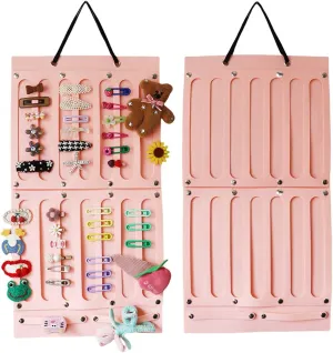 felt Hair Clip Organizer - Wall-Mounted Claw Clip Organizer and Hair Clip Holder, Stylish Storage for Hair Clips, Barrettes, and Accessories (Pink)