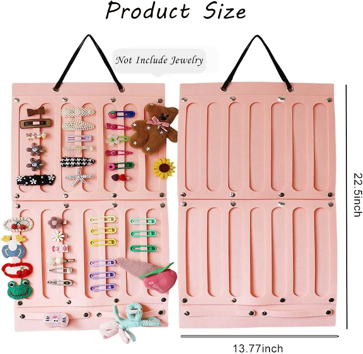 felt Hair Clip Organizer - Wall-Mounted Claw Clip Organizer and Hair Clip Holder, Stylish Storage for Hair Clips, Barrettes, and Accessories (Pink)