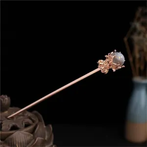 Female Hairpin Chopsticks Chinese Style Hairpin Handmade dress Accessories Bridal Wedding Jewelry Golden Purple Orchid