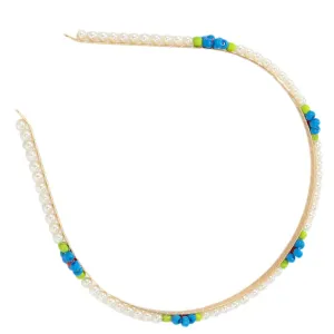 Festival Ready Metal Headband Women's Pearl Daisy Flower Bridal Accessory
