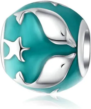 Fish Charm Crab Charm for Bracelet 925 Sterling Silver Ocean Animal Charm Bracelets for Women (Dolphin Charm)