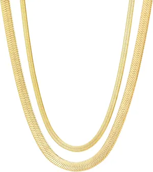 Fiusem Gold Plated Snake Chain Choker Necklace for Women, 14K Gold Plated Brass, 16 inches, Hook and Eye Clasp, Formal, Special Occasion, Young Women