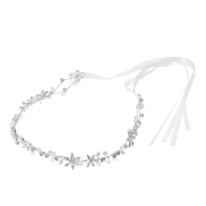 Floral Headdress Hair Bands for Women Floral Vines Flower Hair Accessories Tiara for Girls Floral Hair Accessories Bridal Hair Headband Crystal Wreath The Flowers Girl Child Crown, Silver