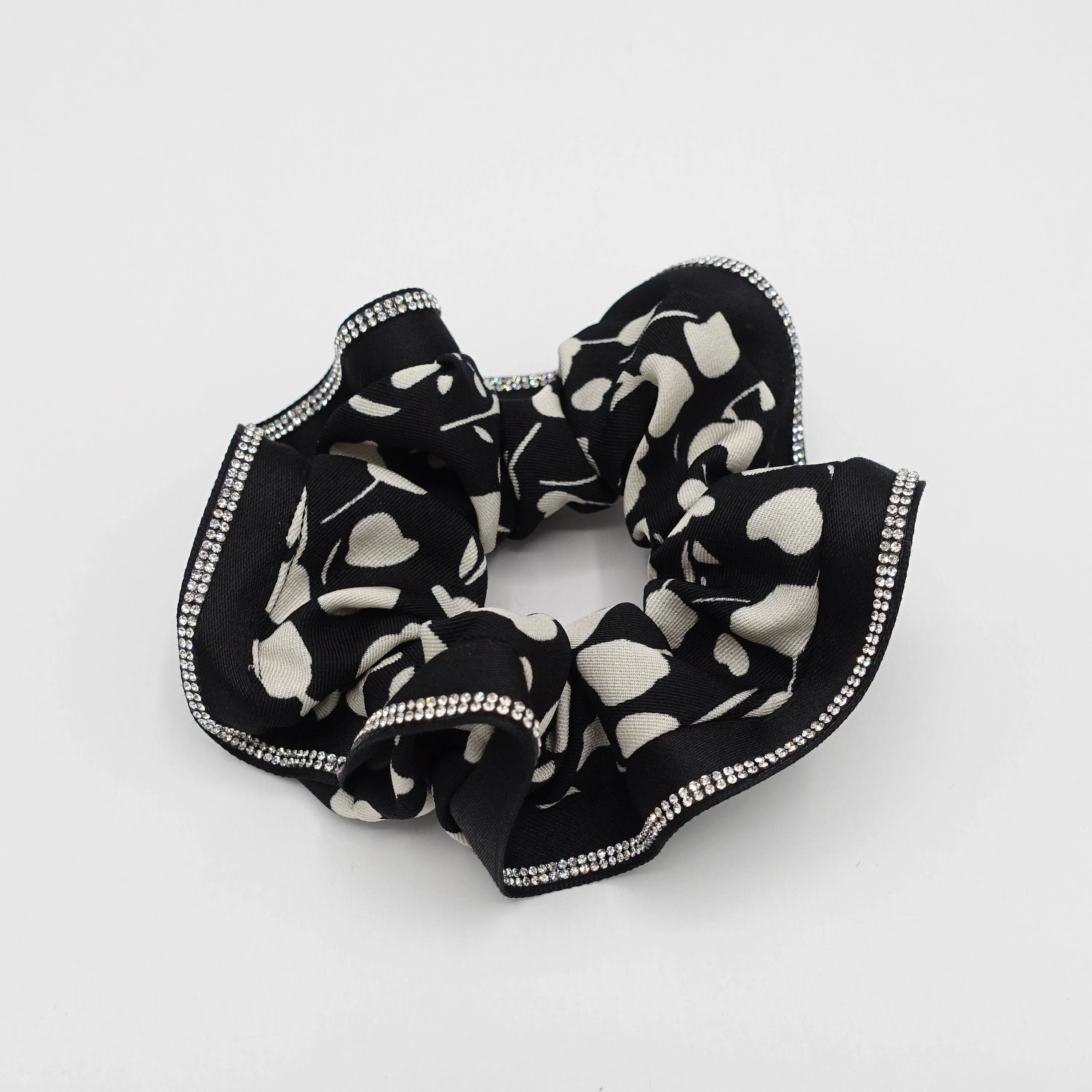 floral scrunchies hotfix embellished trim hair elastic scrunchie for women