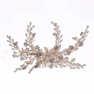 Flower Hair Comb Clip Hairpin For Women Bridal Wedding Hair Accessories Jewelry Headband Tiara Gold