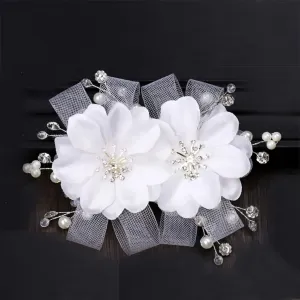 Flower Rhinestones Hair Clips Headdress Bride Wedding Hair Clips Headbands Hair Accessories Silver