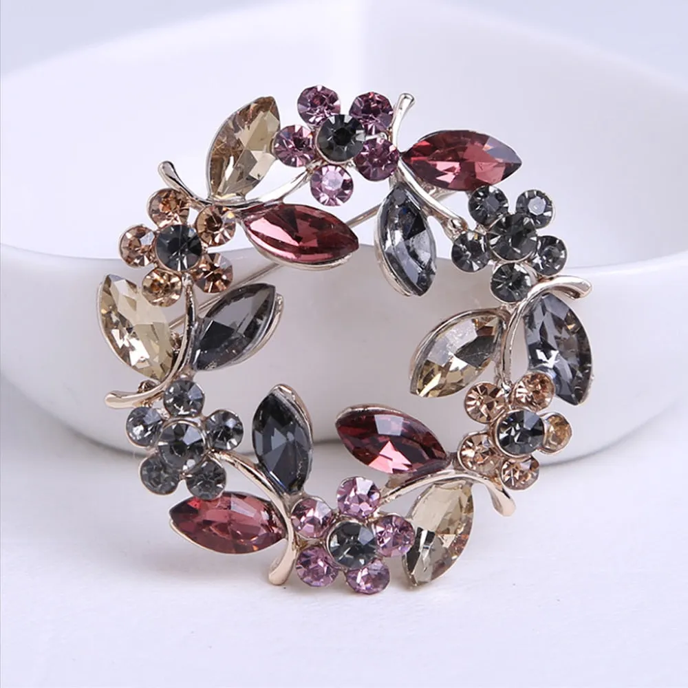 Flowers Crystal Brooches Women Fashion Clothing Pins And Brooch