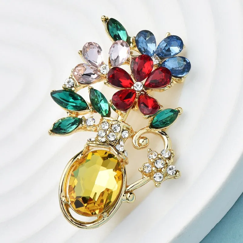 Flowers In Vase Brooches For Women