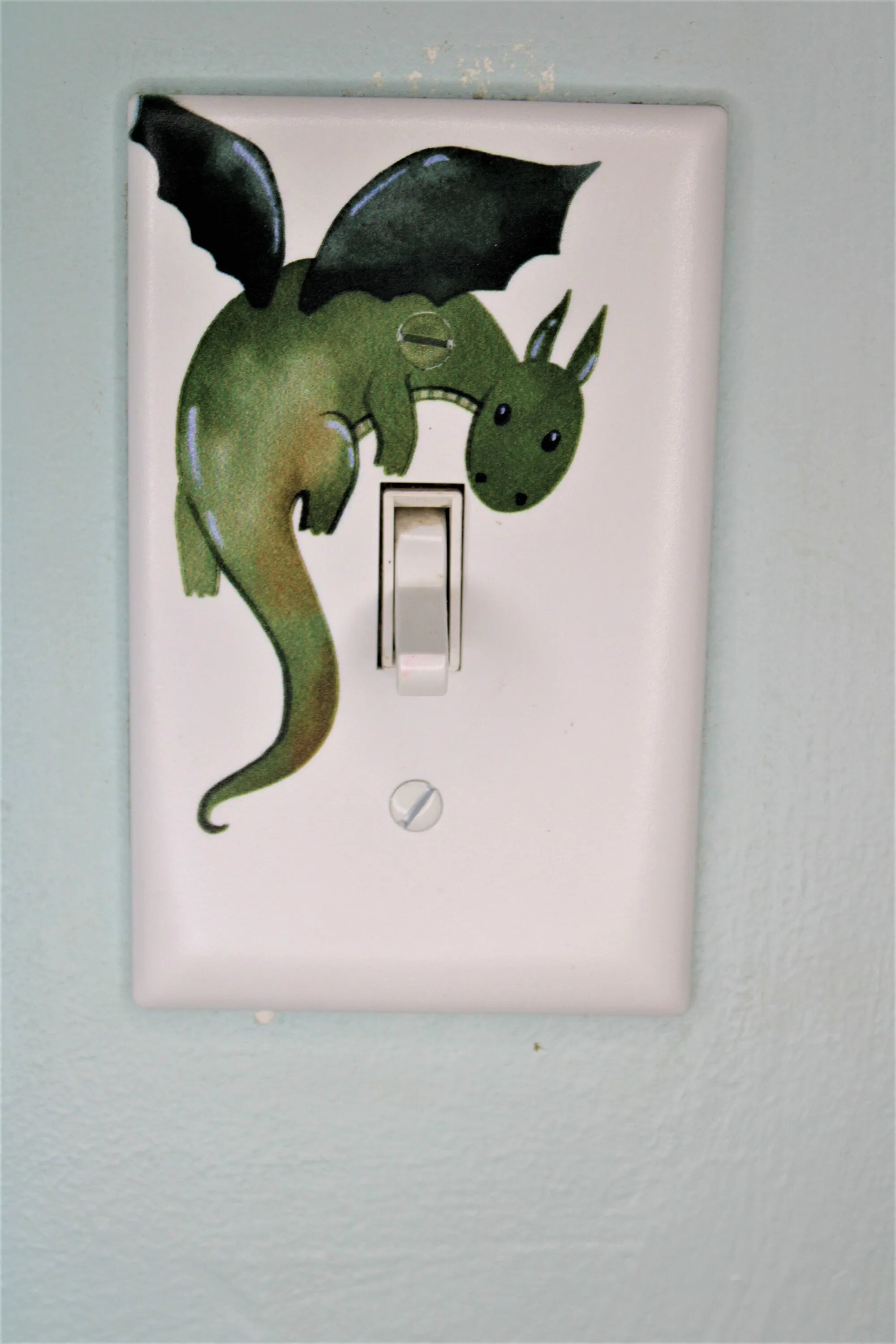 flying green dragon fairy tale princess prince nursery light switch cover plate printed in color cartoon unique decor