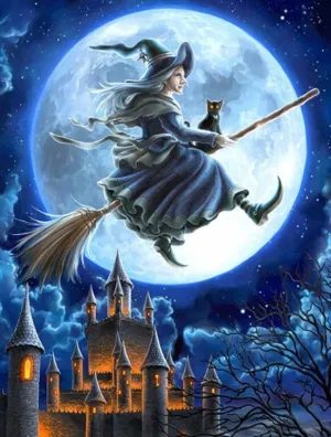 Flying Witch Diamond Painting