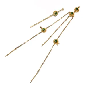 Forehead Pieces Ethiopian Hair Piece Jewelry Habesha Eritrean Head Chain Hairpin (green)