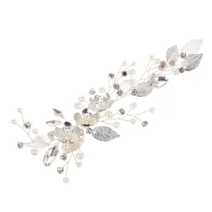FRCOLOR Bridal Headband Pearl Hairpin Leaf Flower Hair Clasp for Women Wedding Party