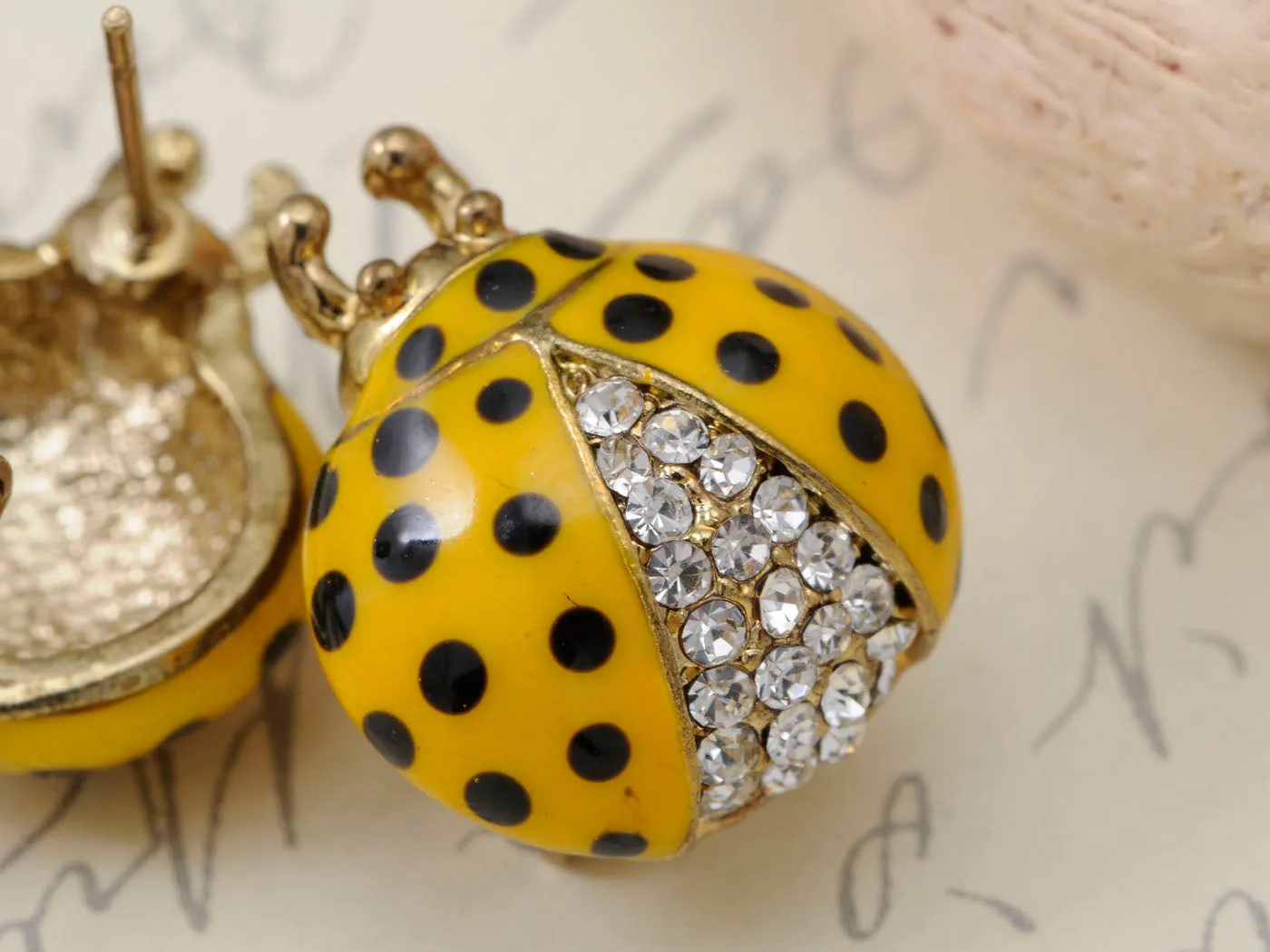 Fun Big Rounded Painted Ladybug Insect Stud Earrings