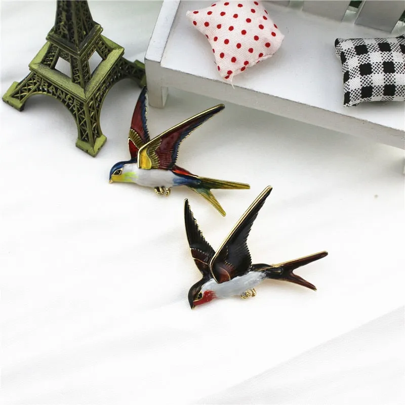 Funny colorful swallow brooch girl student clothing school bag accessories