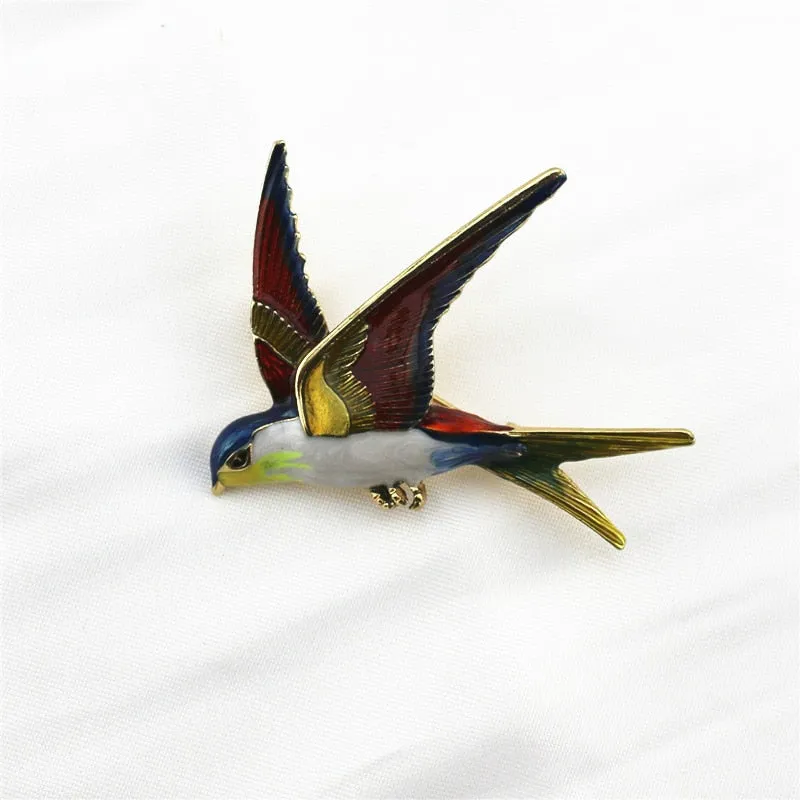 Funny colorful swallow brooch girl student clothing school bag accessories