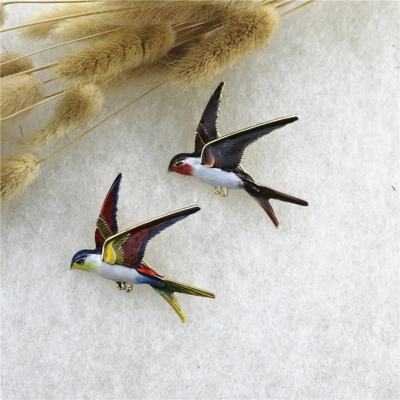 Funny colorful swallow brooch girl student clothing school bag accessories