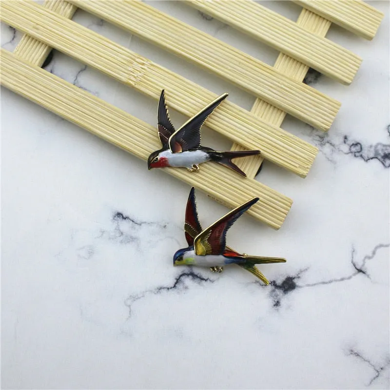 Funny colorful swallow brooch girl student clothing school bag accessories