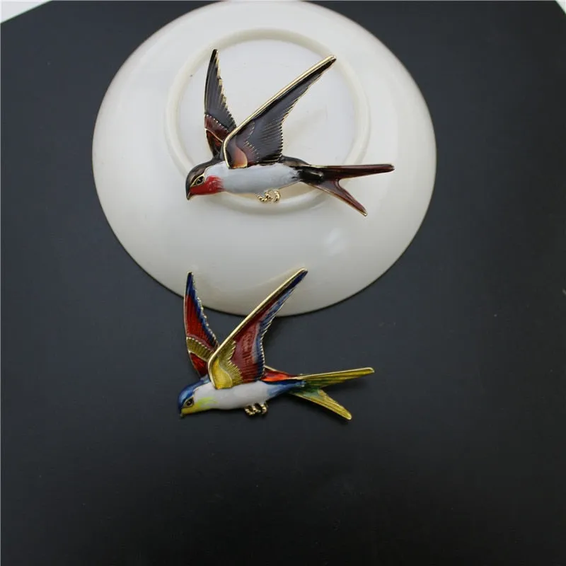 Funny colorful swallow brooch girl student clothing school bag accessories