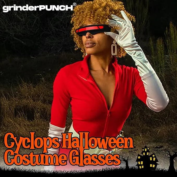 Futuristic Space Alien Cyclops Shield Costume Sunglasses (Black - Red Lens)