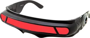 Futuristic Space Alien Cyclops Shield Costume Sunglasses (Black - Red Lens)