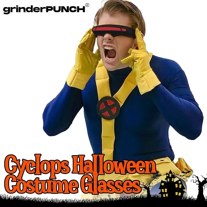 Futuristic Space Alien Cyclops Shield Costume Sunglasses (Black - Red Lens)