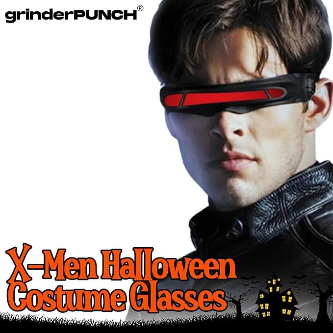 Futuristic Space Alien Cyclops Shield Costume Sunglasses (Black - Red Lens)