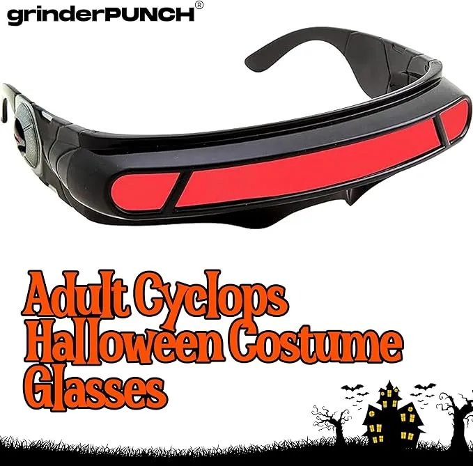 Futuristic Space Alien Cyclops Shield Costume Sunglasses (Black - Red Lens)