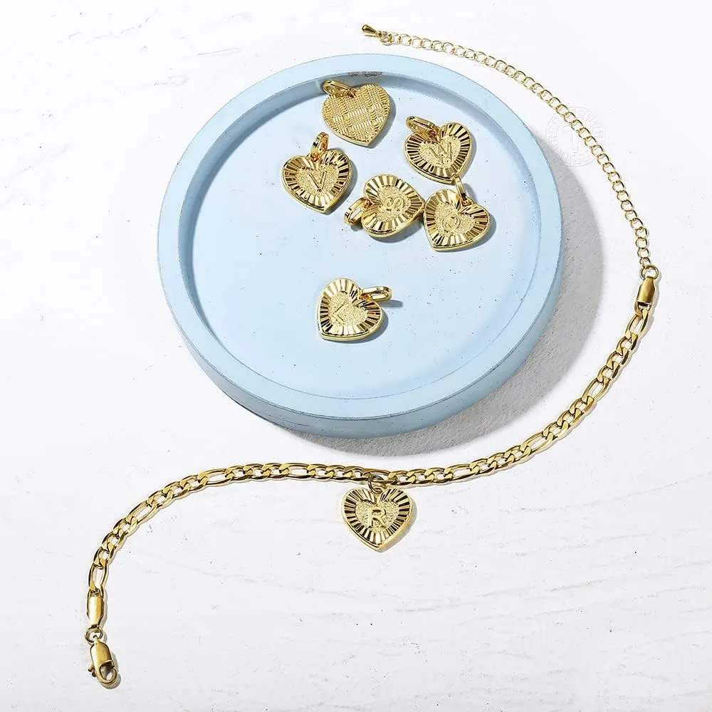 G-O Heart Alphabet Leg Bracelet For Women Gold Color Stainless Steel Summer Friendship Gifts Letter Initial Anklet (M)