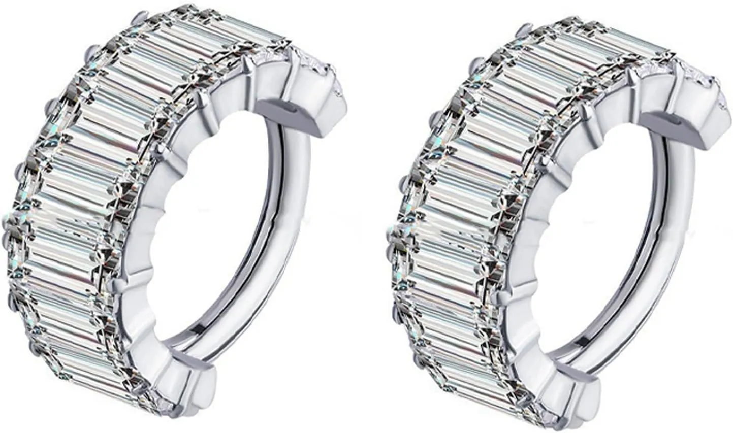 G23 Titanium Hypoallergenic Cubic Zirconia Hoop Huggie Diamond Pave Cuff Ear Climbers Cartilage Stud Earrings for woman man