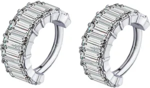 G23 Titanium Hypoallergenic Cubic Zirconia Hoop Huggie Diamond Pave Cuff Ear Climbers Cartilage Stud Earrings for woman man